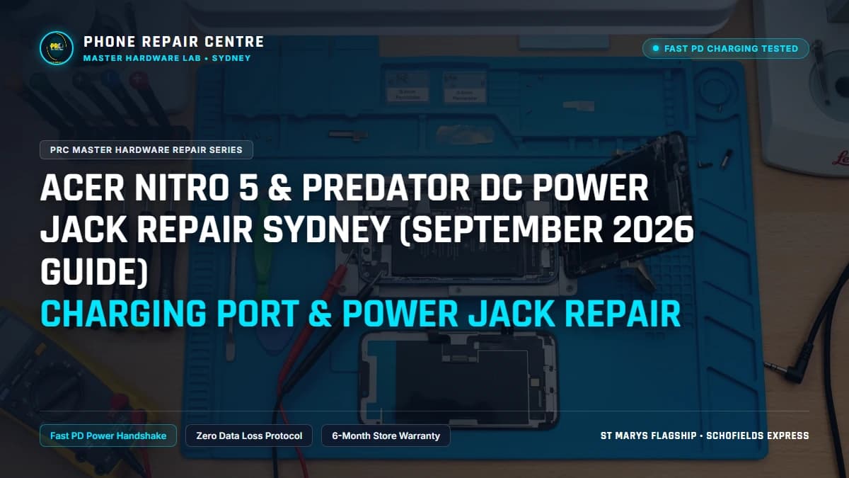 Acer Nitro 5 & Predator DC Power Jack Repair Sydney (September 2026 Guide) Charging Port & Power Jack Repair: Cost, Specs & Sydney Lab Guide