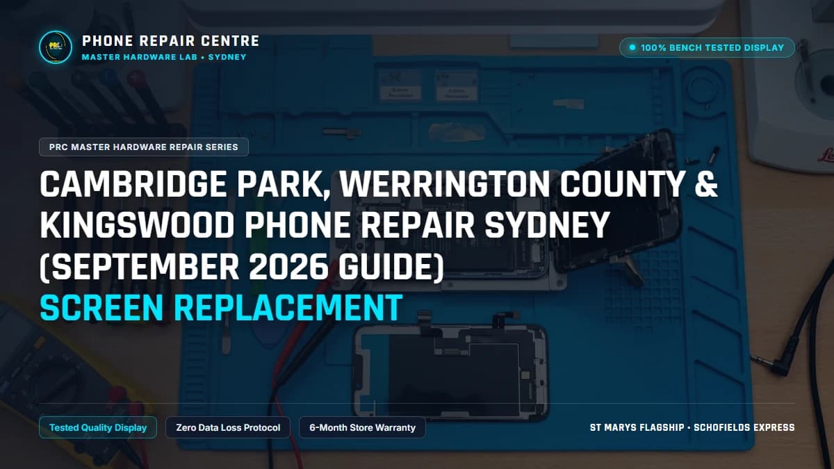 Cambridge Park, Werrington County & Kingswood Phone Repair Sydney (September 2026 Guide) Screen Replacement: Cost, Specs & Sydney Lab Guide