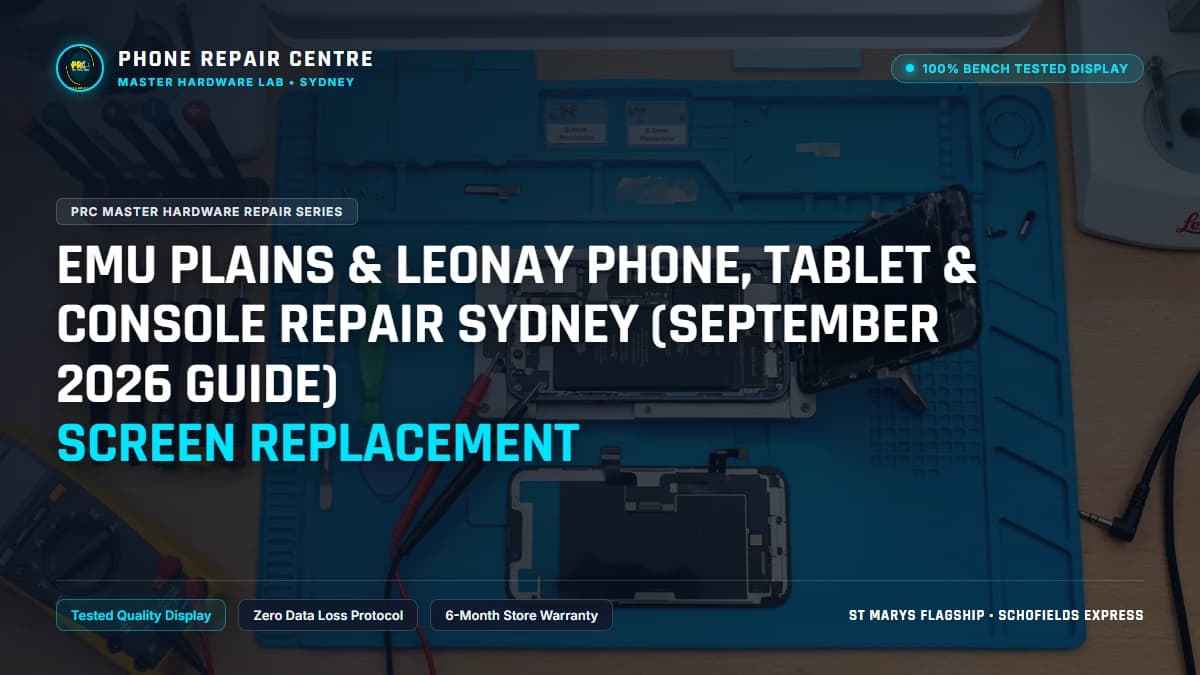 Emu Plains & Leonay Phone, Tablet & Console Repair Sydney (September 2026 Guide) Screen Replacement: Cost, Specs & Sydney Lab Guide