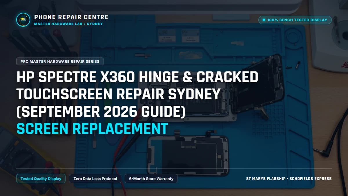 HP Spectre x360 Hinge & Cracked Touchscreen Repair Sydney (September 2026 Guide) Screen Replacement: Cost, Specs & Sydney Lab Guide