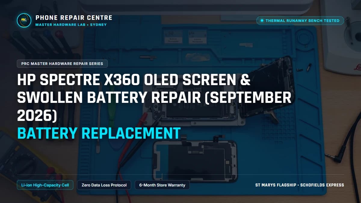 HP Spectre x360 OLED Screen & Swollen Battery Repair (September 2026) Battery Replacement: Cost, Specs & Sydney Lab Guide