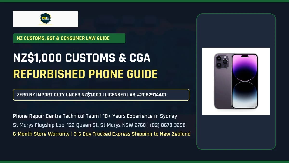 Buying Refurbished Phones in New Zealand: NZ$1,000 Customs Threshold, Consumer Guarantees Act (CGA) & NSW Dealer Licence #2PS2914401 Guide
